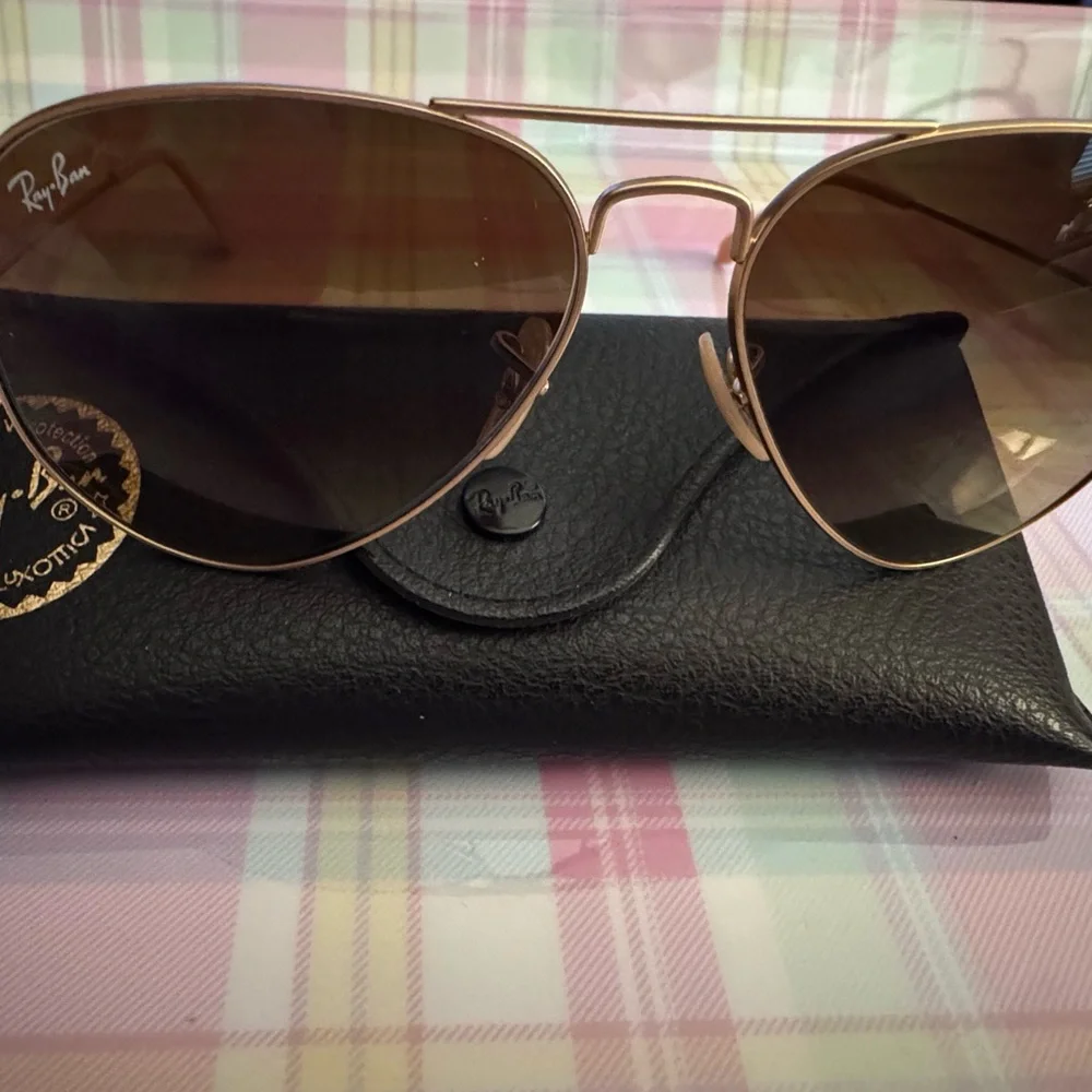 Ray-Ban Gold Frame Sunglasses with Dark Lenses